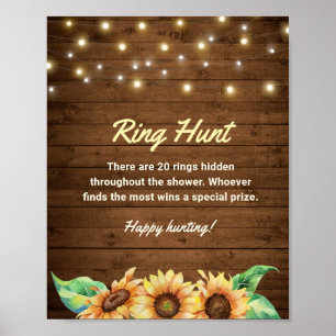Ringjakt Rustik Solros Bröllopsdusch Poster