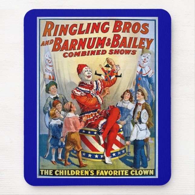 Ringling bröder & Barnum & borggårdvintageclown Musmatta (Framsidan)