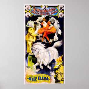 Ringling Bros feat Miss Elena Old American Circus Poster