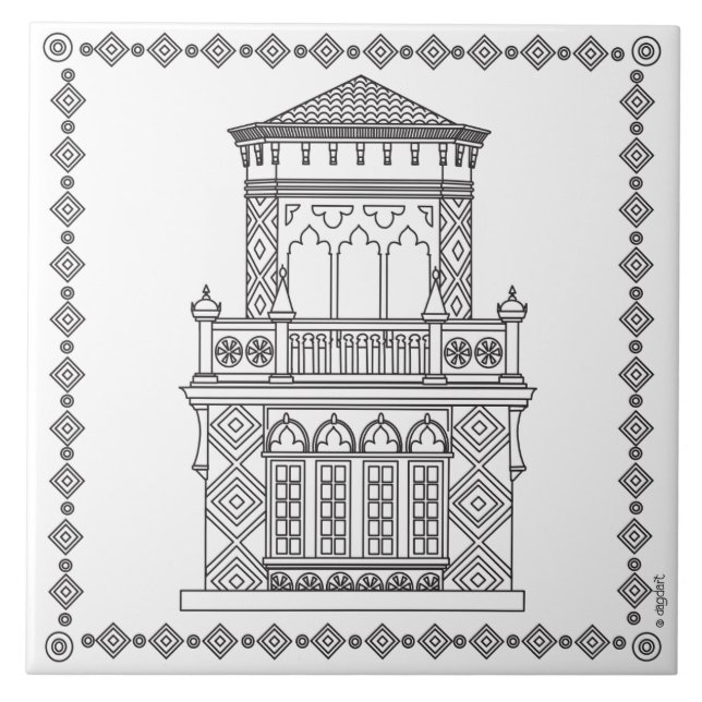 RinglingMuseum Ca'd'Zan Torn Kakelplatta (Framsidan)