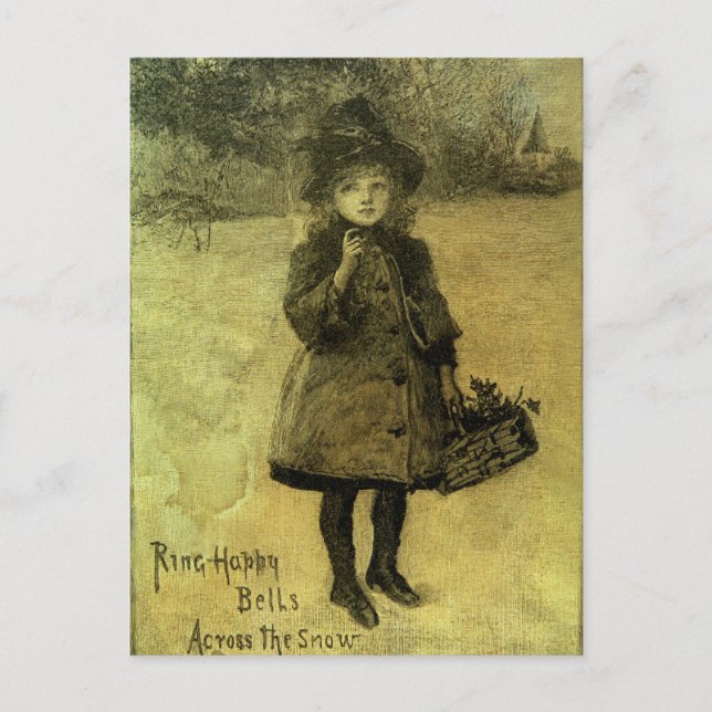 Ringlycklig Klockor över snön Helg Vykort (Framsida)