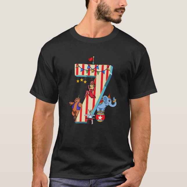 Ringmaster Kids 7:e Birthday Carnival Circus Theme T Shirt (Framsida)