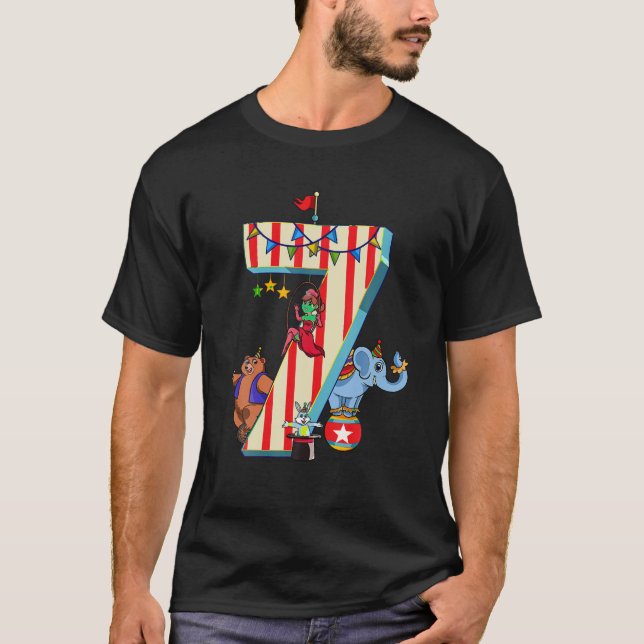 Ringmaster Kids 7:e Birthday Carnival Circus Theme T Shirt (Framsida)