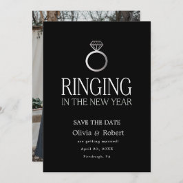 Ringning i nyår Spara datumet med foto Inbjudningar