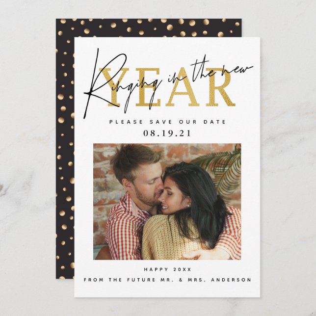 Ringning i nyårsfoto spara datumet (Fram/baksida)