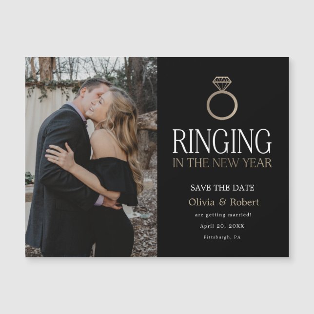 Ringning under det nya året Spara datumfotomagnet (Framsida)