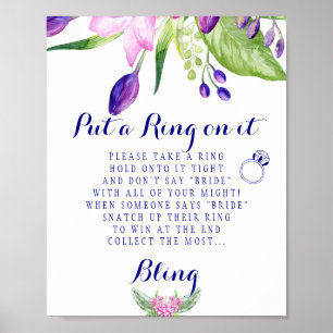 Ringspel elegant blomsterbröllopsduschskylt poster