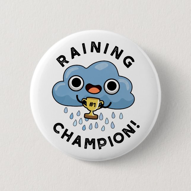 Rining Champ Funny Weather Rain Cloud Pun Knapp (Framsida)
