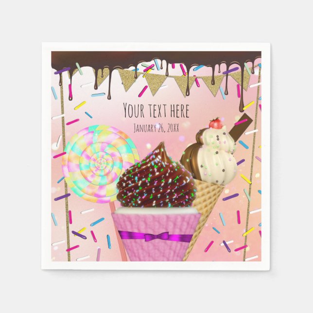 Rining Sprinkles Candy Land Sweets Party Pappersservett (Framsidan)