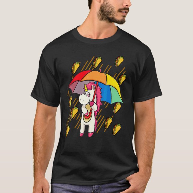 Rining Tacos Unicorn Umbrella Cinco De Mayo T Shirt (Framsida)