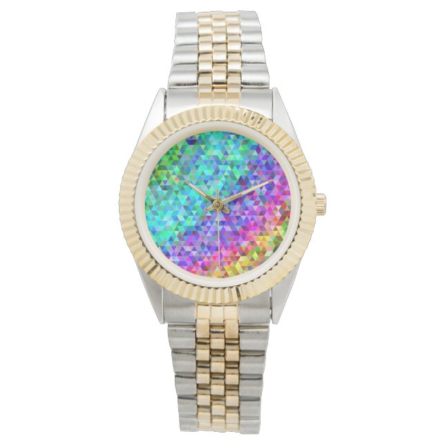 Rinkregnbåge med triangelmosaik armbandsur (Framsida)