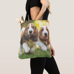 Rinnande Bassethundvalpar Tygkasse