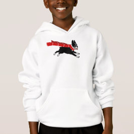 Rinnande Boston Terrier som ha på sig den röda T-shirt