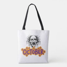 Rinnande Dödskalle Oktober Halloween-handväskor