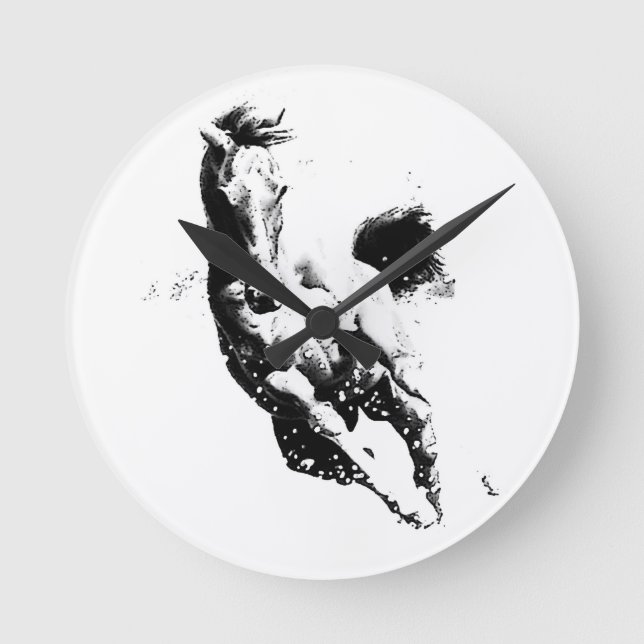 Rinnande häst rund klocka (Framsida)
