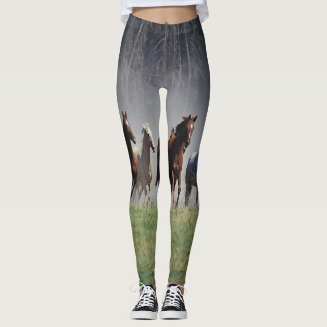 Rinnande hästdamasker leggings (Framsida)