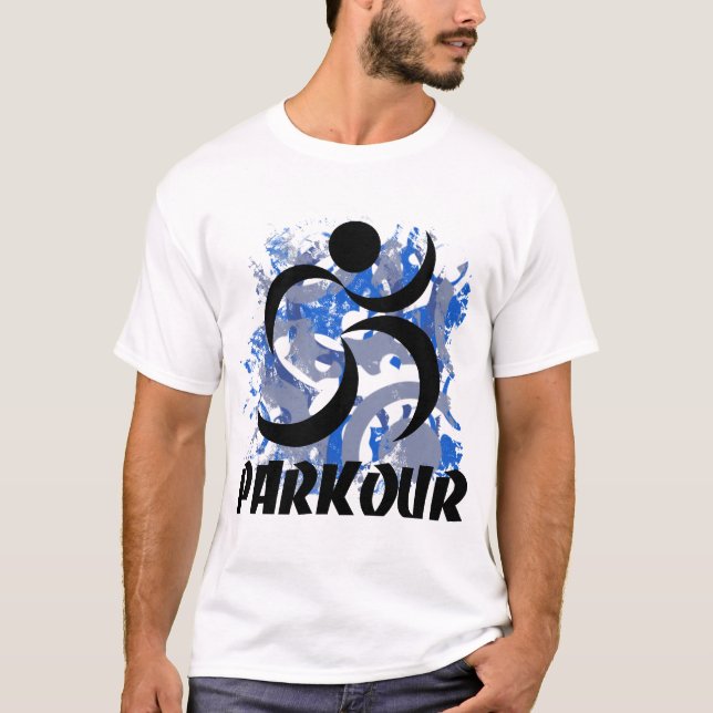 Rinnande man Parkour Tee Shirt (Framsida)