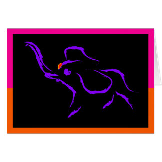 Rinnande purpurfärgad elefant hälsningskort