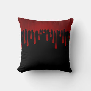 Rinnande Röd Satäng Blod droppar Halloween Kudde