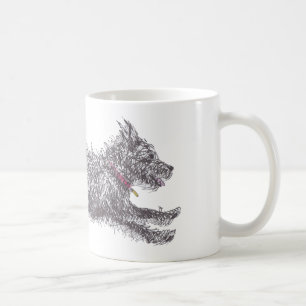 Rinnande Scruffy svart (högerhänt) Terriermugg, Kaffemugg