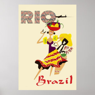 Rio, Brasilien, brasiliansk dansare med trummor Poster