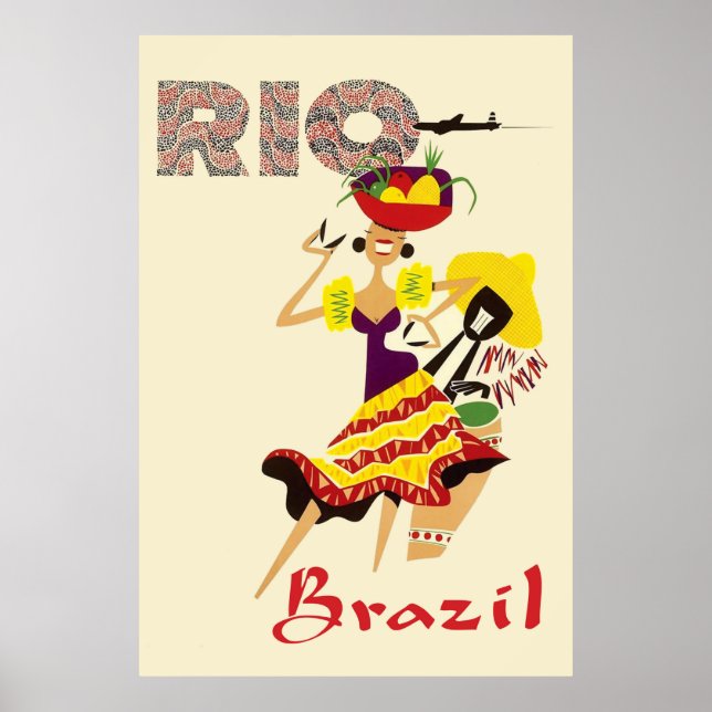 Rio, Brasilien, brasiliansk dansare med trummor Poster (Framsidan)