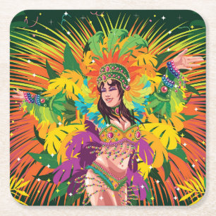 Rio Carnival Dancer Underlägg Papper Kvadrat