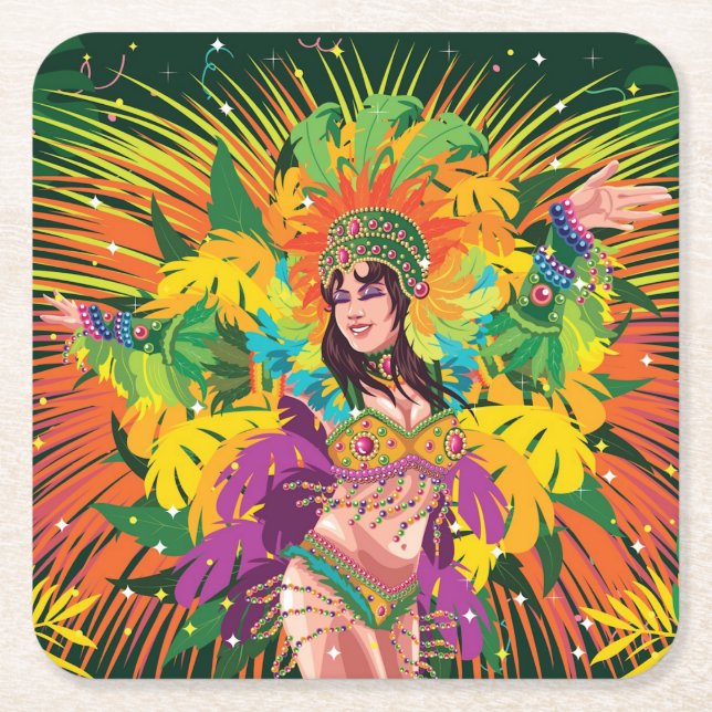 Rio Carnival Dancer Underlägg Papper Kvadrat (Framsidan)