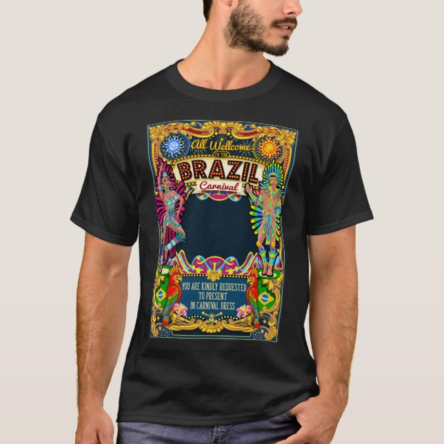 Rio Carnival Poster Theme Brasilien Carnaval Mask  T Shirt (Framsida)