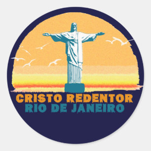 Rio - Corcovado - Jesus Kristus Redeemer Runt Klistermärke