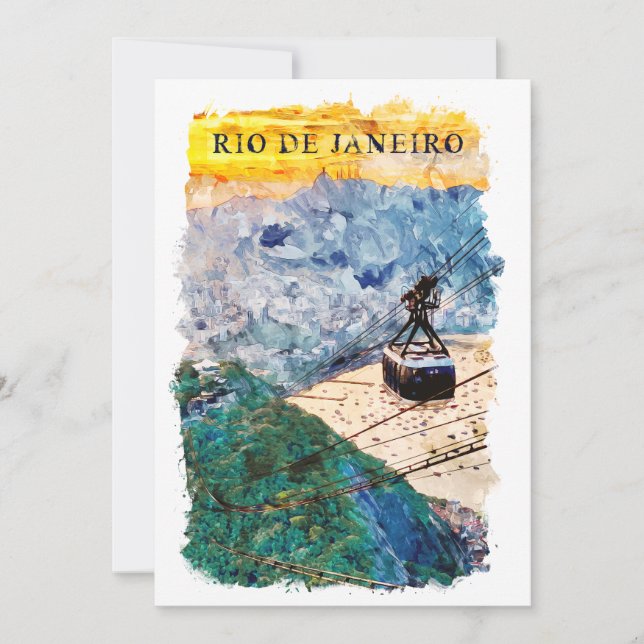Rio de Janeiro Brasil Akvarell Konst Inbjudningar (Framsida)
