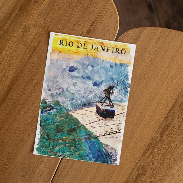Rio de Janeiro Brasil Akvarellkonst Vykort (Rio de Janeiro Brasil Watercolor Art Postcard)