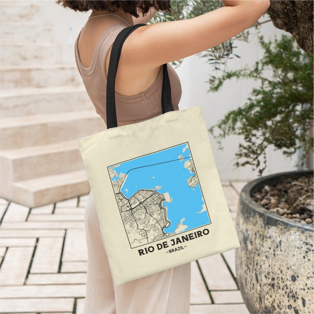 Rio de Janeiro, Brasil City Map Handväskor Tygkasse (Skapare uppladdad)