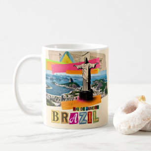 Rio de Janeiro Brasil Kristus Retro Collage Resa Kaffemugg
