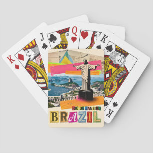Rio de Janeiro Brasil Kristus Retro Kollage Resa Casinokort