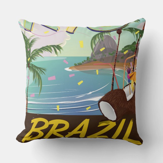 rio de janeiro brasil retro resemål tryck. kudde (Framsida)