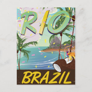rio de janeiro brasil retro resemålningstryck. vykort