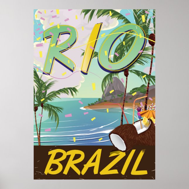 rio de janeiro brasil retro reseskylt. poster (Framsidan)