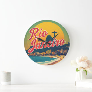 Rio De Janeiro Brasil Retro Vintage Resa T-Shirt Stor Klocka