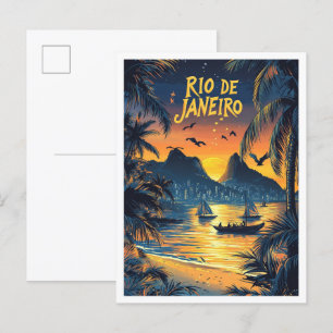 Rio de Janeiro Brasilien Art Vintage resor Vykort