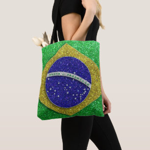 Rio de Janeiro Brasilien Brasiliansk Flagga Glitte Tygkasse