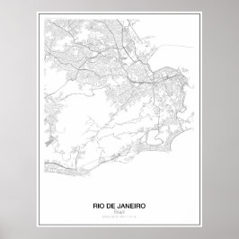 Rio de Janeiro, Brasilien, det minimalistiska Kart Poster