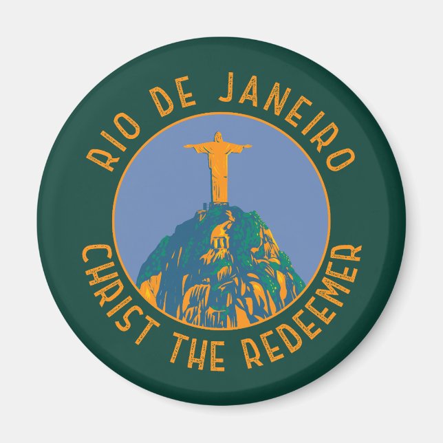 Rio De Janeiro Brasilien Distress Circle Magnet (Framsidan)
