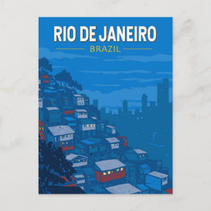 Rio De Janeiro Brasilien Favela Resa Konst Vintage Vykort