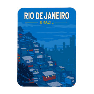 Rio De Janeiro Brasilien Favela Travel Art Vintage Magnet
