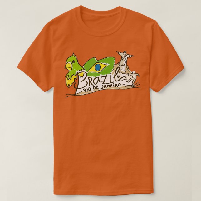 Rio De Janeiro Brasilien Flagga Kristus Redeemer T Shirt (Design framsida)