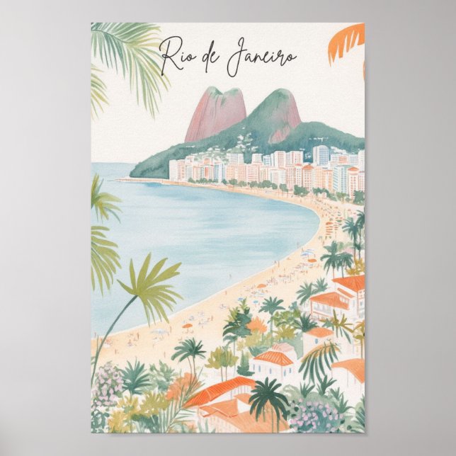 Rio de Janeiro Brasilien Gouache Illustration Trav Poster (Framsidan)