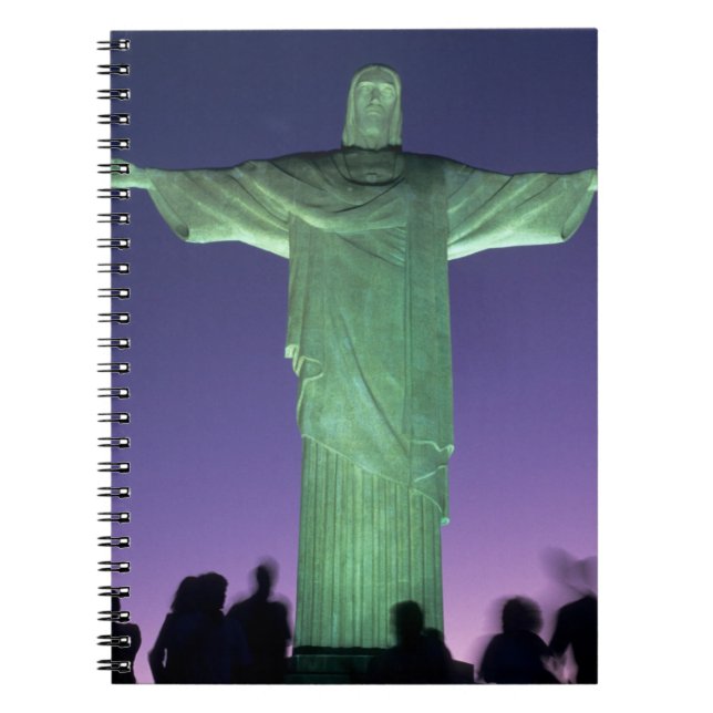 Rio de Janeiro, Brasilien. Kristusstatyn på Anteckningsbok Med Spiral (Framsidan)