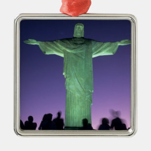 Rio de Janeiro, Brasilien. Kristusstatyn på Julgransprydnad Metall
