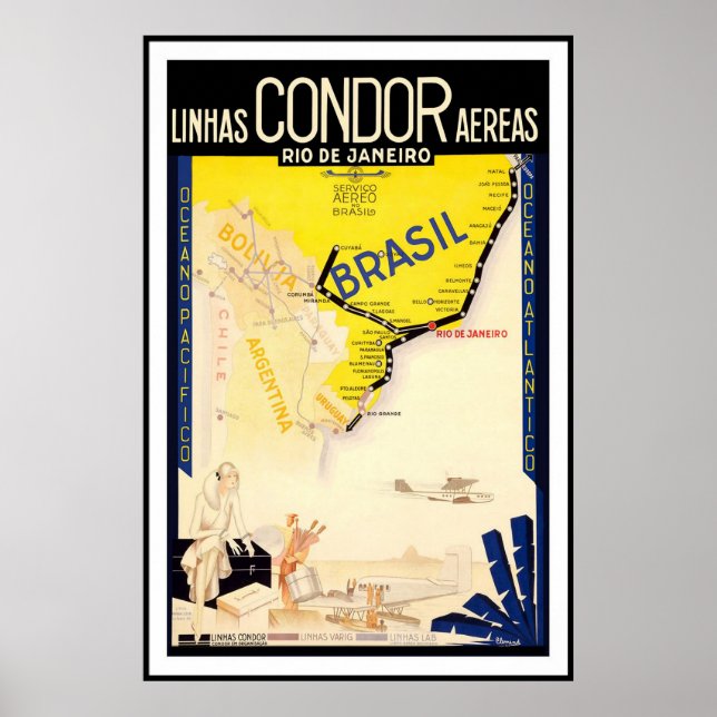 Rio De Janeiro Brasilien Linhas Condor Aere Poster (Framsidan)